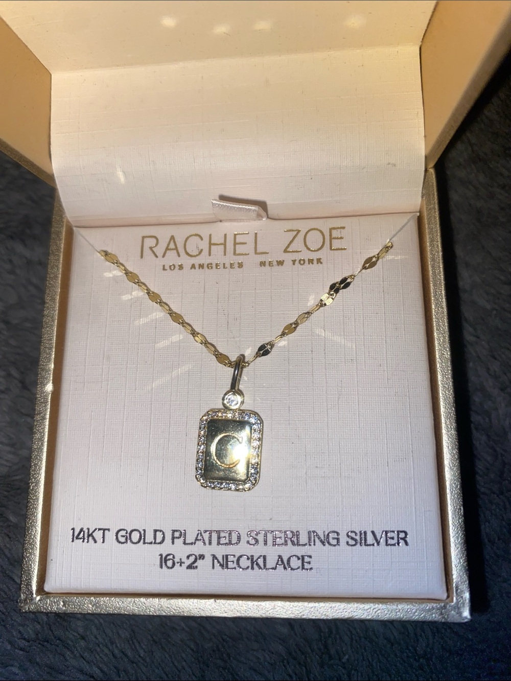 Rachel Zoe Gold Plated Initial C Charm Necklace